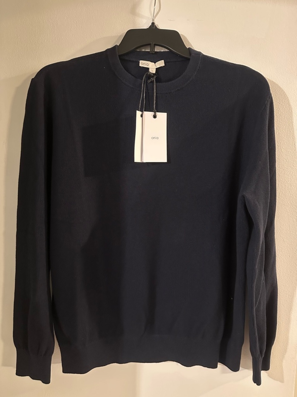 Onia Navy Crewneck Cotton Sweater